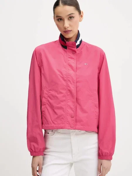 Tommy Jeans přechodová bunda růžová