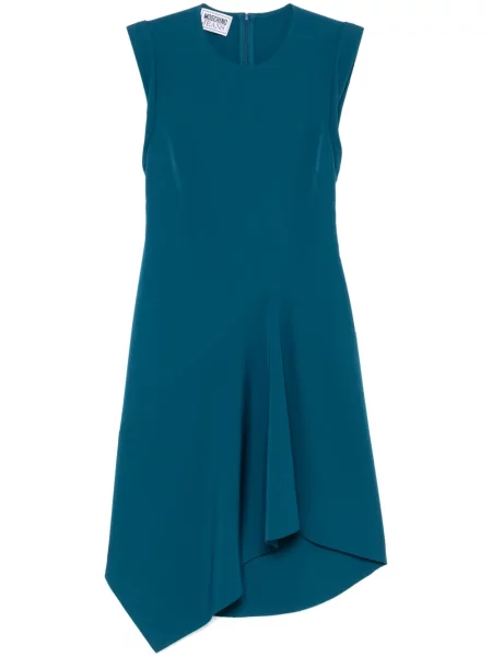 Sukienka jeansowa Moschino Jeans asymetryczna do kolan garniturowa niebieska