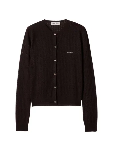Cardigan Miu Miu de mătase maro