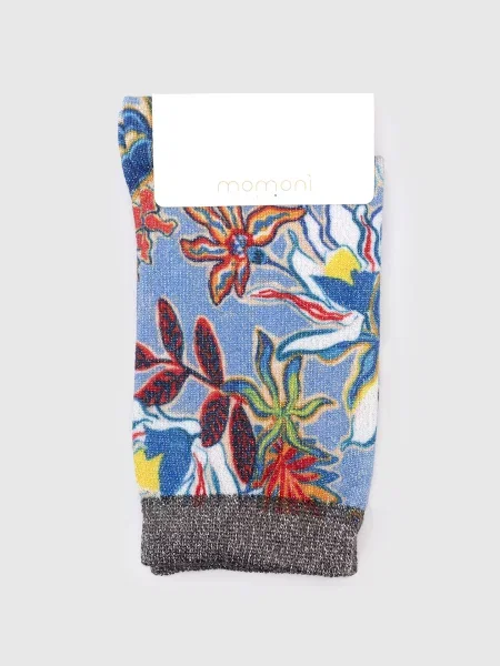 Шкарпетки в квітковий візерунок Momoni блакитні