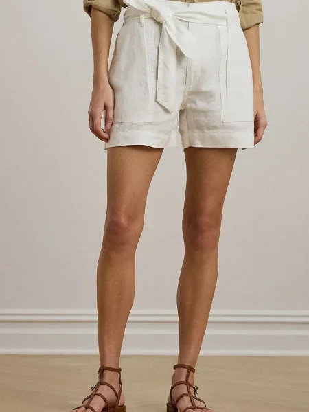 Lauren Ralph pantaloni scurți din in alb