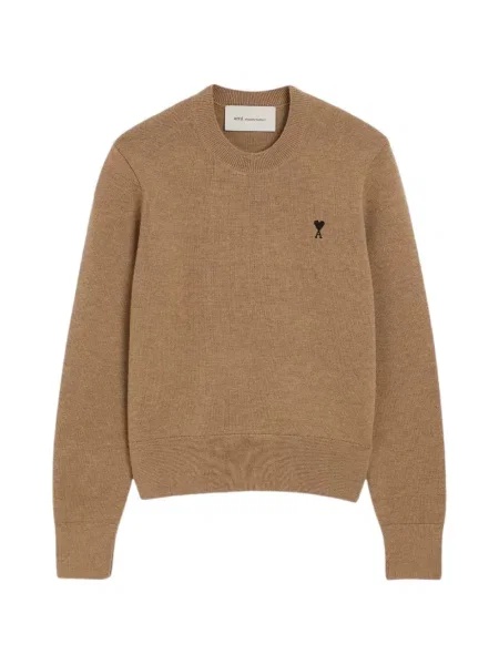 Pulover Ami Paris cu broderie maro