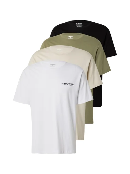 JJ Rebel Tricou JREBZACK crem / oliv / negru alb