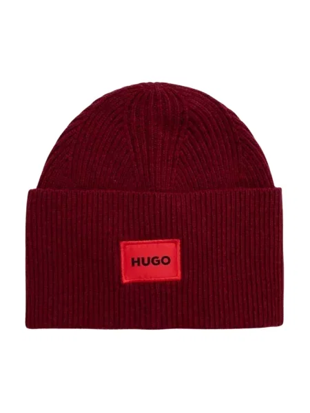 Hugo Akcesoria Mężczyzna ONE SIZE Logo Ribbed Beanie czerwony