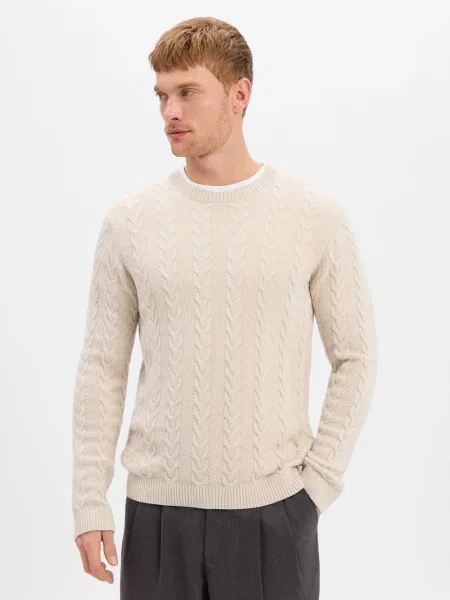 JOOP! sweter z dzianiny z domieszką kaszmiru Mężczyźni S biały