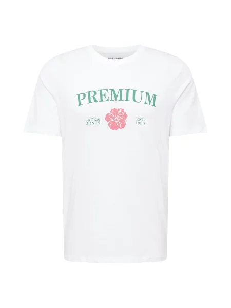 JACK & JONES Tricou JPRBLAALFIE verde jad / roșu cranberry alb