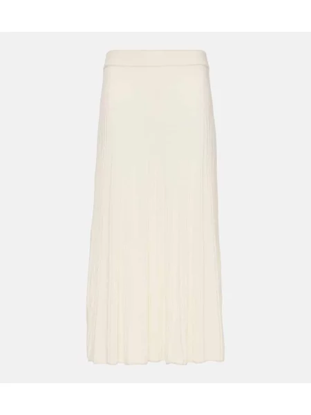 Fustă midi Joseph de lână până la genunchi alb