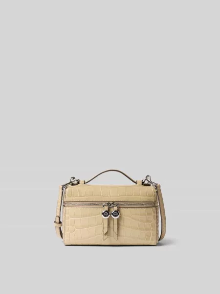 Torebka z wytłoczeniem w krokodyli wzór Tory Burch beżowa