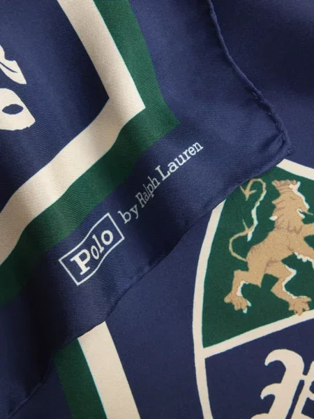 Копринена карирана шапка с козирки Polo Ralph Lauren с автограф синьо