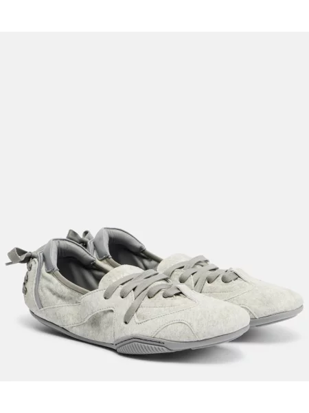 Balerini Acne Studios din piele de căprioară gri