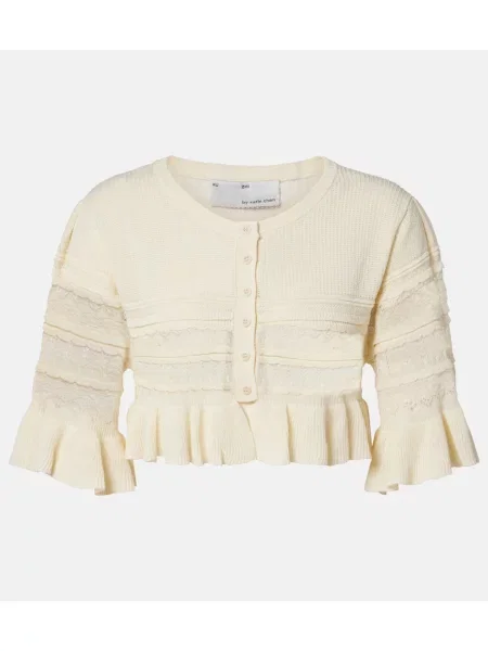 Cropp cardigan Xu Zhi tricotate cu volane alb