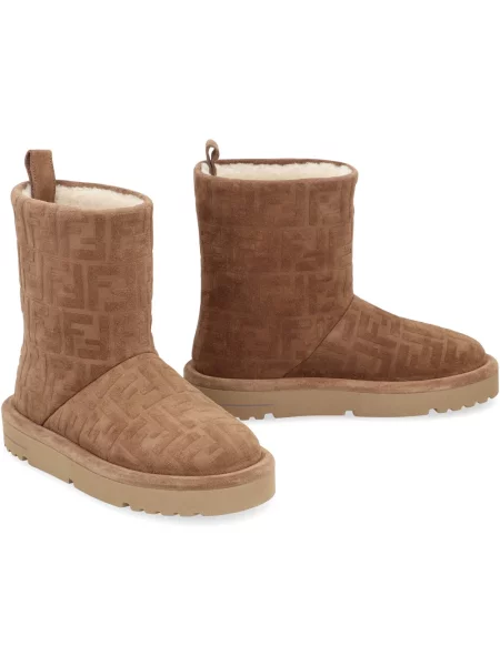 Botki Fendi skórzane brązowe