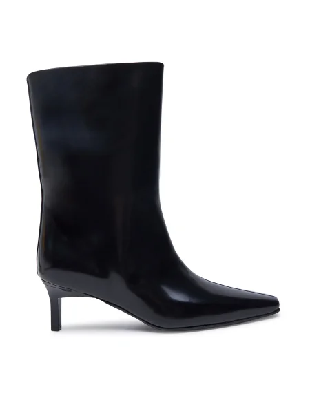 Кожени боти Calvin Klein HEEL MID BOOT 50 LTH с тънък черно