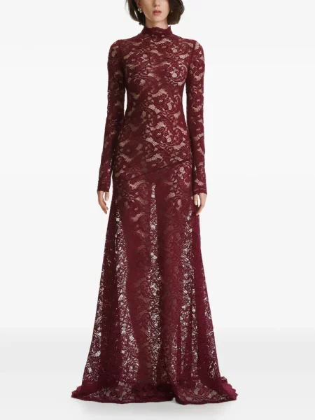 Rochie maxi 2310 Studio din dantelă lungă de costum roșu