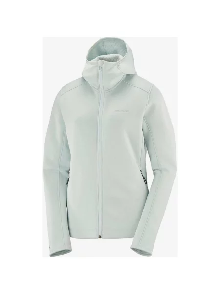 Kurtka polarowa z kapturem Salomon Essential Midfleece Full Zip biało-lodowa L biała