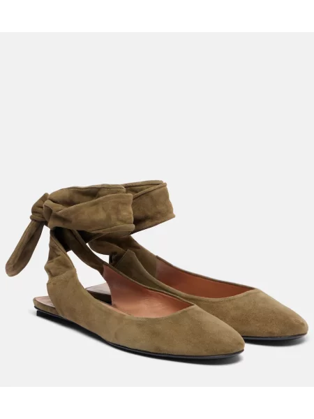 Balerini The Attico din piele de căprioară verde