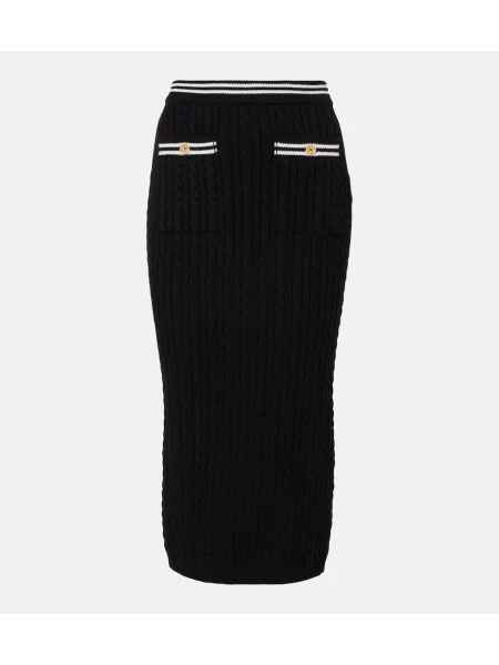 Fustă midi Alessandra Rich tricotate până la genunchi negru