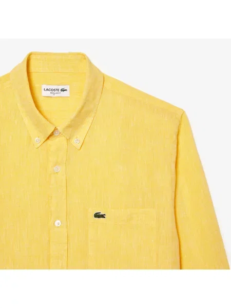 Lacoste Lniana Koszula Lacoste żółta