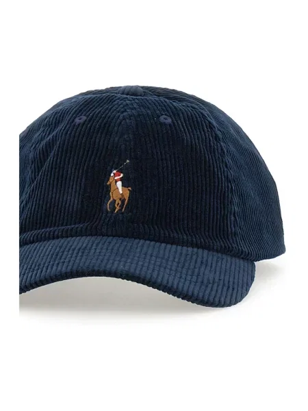 Czapka z daszkiem Polo Ralph Lauren sztruksowa niebieska