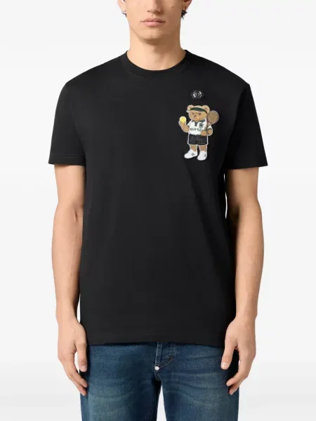 Tricou Philipp Plein cu decolteu rotund negru