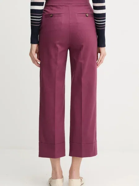 Kalhoty United Colors of Benetton high waist fialová