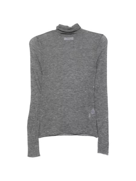 Tricou Majestic Filatures cu paiete gri