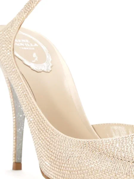 Pantofi cu toc Rene Caovilla de cristal auriu
