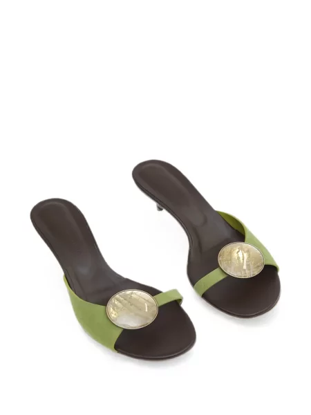 Papuci tip mules Christopher Esber din piele de căprioară verde
