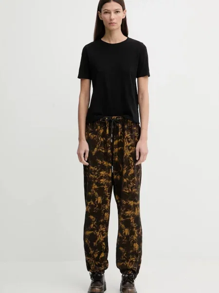 Штани Rains Pants Regular W3 висока посадка коричневий