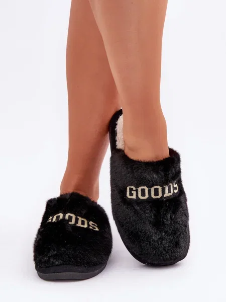 Pantofle Marka Niezdefiniowana s nápisem černé