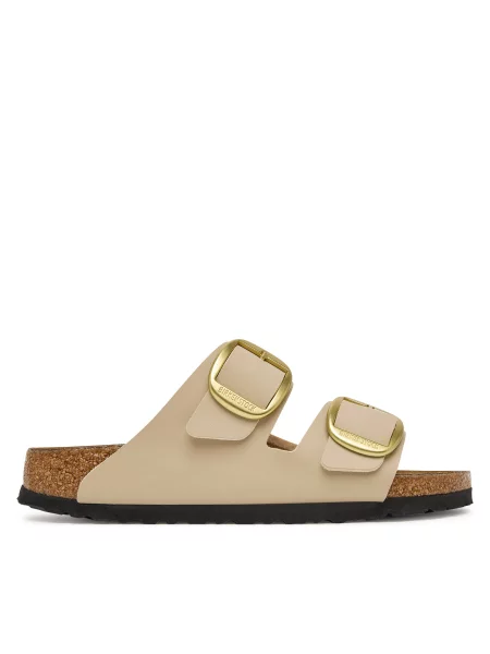 Papuci Birkenstock cu cataramă bej