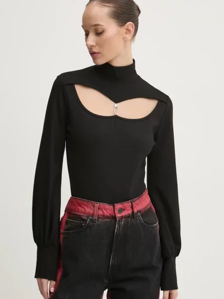 Боди K+LUSHA дамско с изчистен дизайн черно