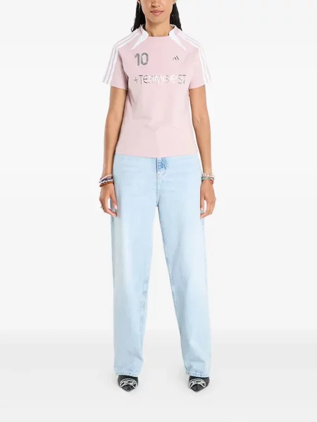 Футбол тениска с дълъг ръкав Adidas на райета мъниста бяло