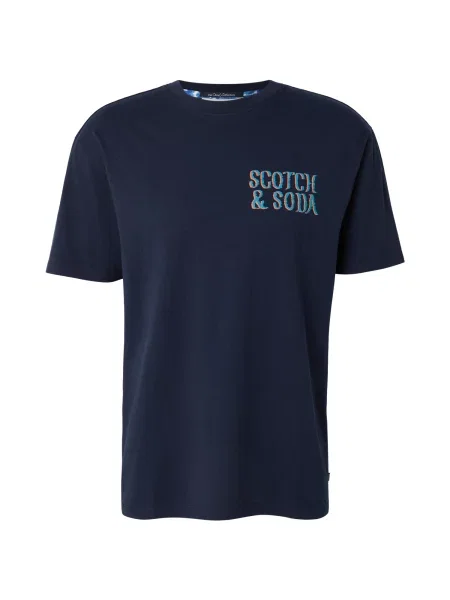 SCOTCH & SODA Tricou bleumarin / cyan portocaliu