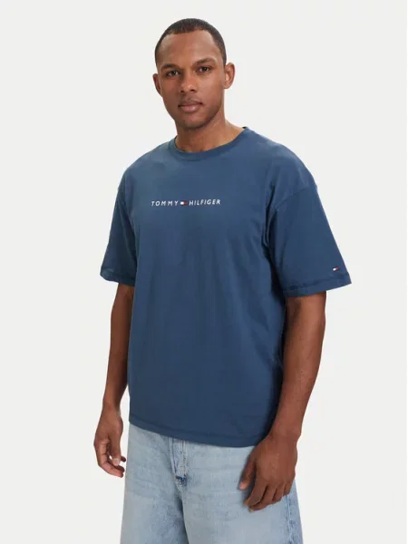 TOMMY HILFIGER Tricou albastru închis / sângeriu alb