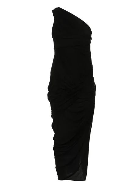 Rochie midi Rick Owens drapată până la genunchi de costum negru