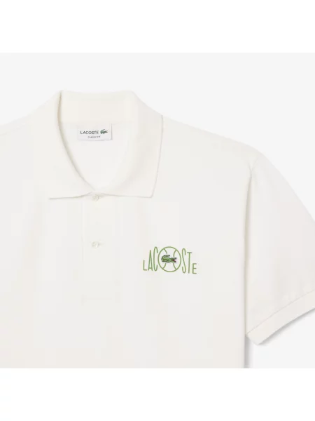 Lacoste Koszulka Polo O Klasycznym Kroju Z Graficznym Brandingiem biały