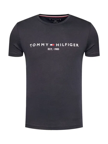 Koszulka Tommy Hilfiger Jeans z autografem niebieska