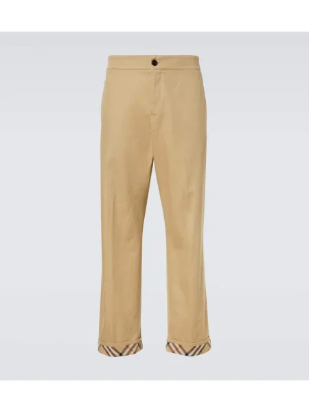 Hlače Burberry s karirastim vzorcem bež