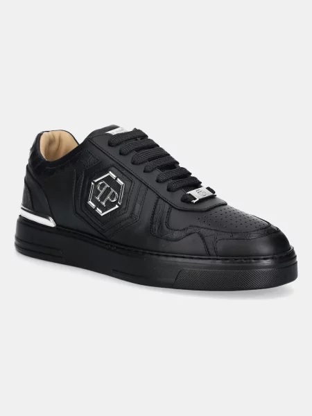 Usnjene superge Philipp Plein Low Top črna