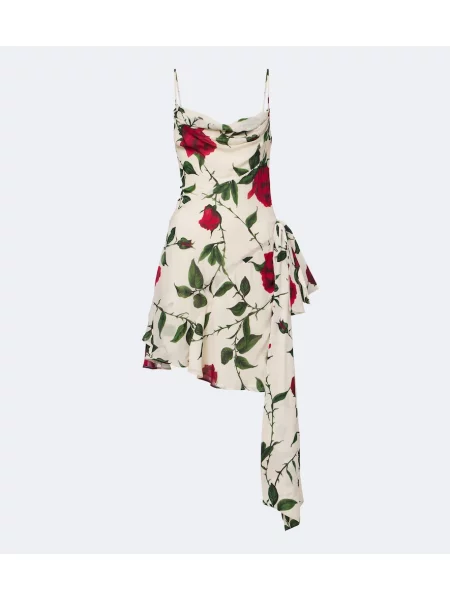 Rochie Blumarine cu model floral drapată alb