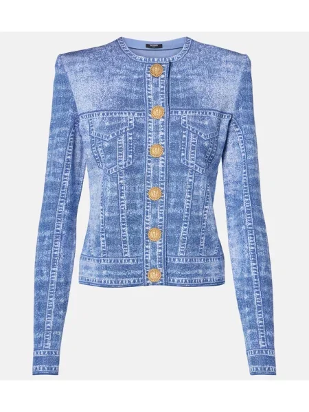 Cardigan Balmain din jacard albastru