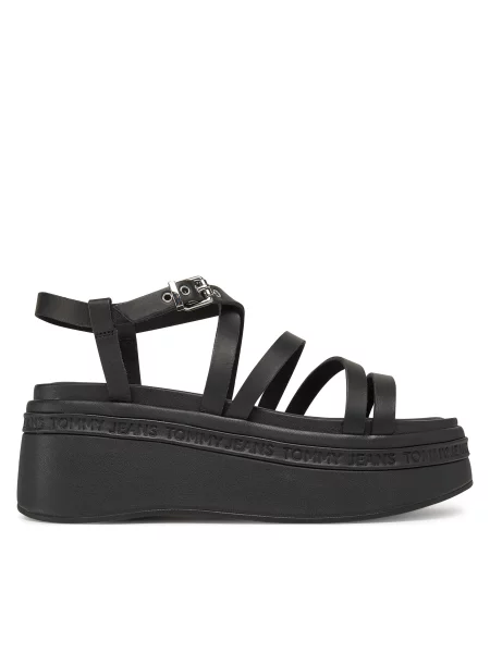 Σανδάλια Tommy Jeans Tjw Wedgy Strappy Sandal μαύρο