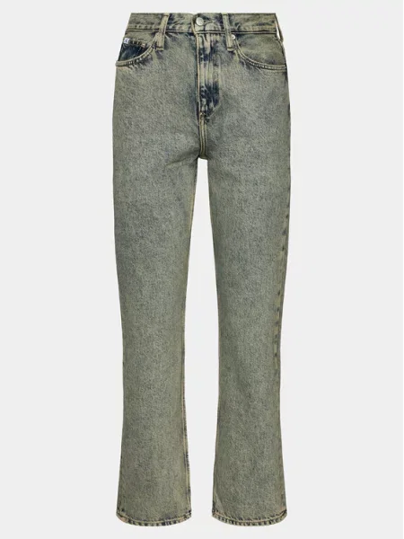 Calvin Klein Jeans Traperice High Rise Straight Straight Fit tamnoplava