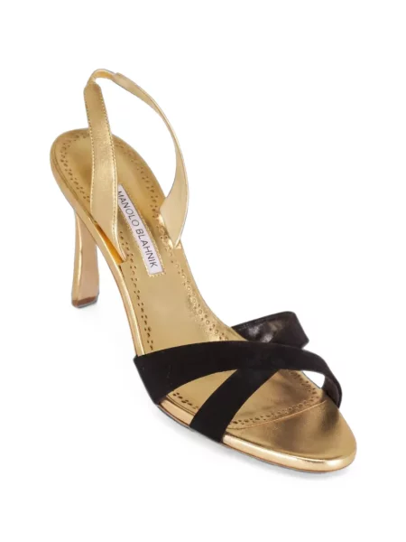 Sandale Manolo Blahnik slingback cu bretele