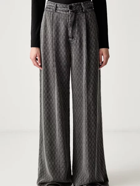 MUNTHE blugi wide leg pentru femei RONAN gri