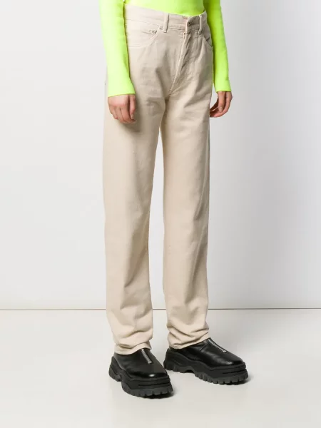 Blugi drepți Off-white cu talie înaltă alb