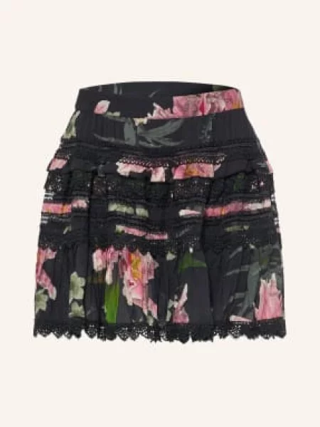 Allsaints Sukně Zora S Volánky A Krajkou / světle červená / zelená černá