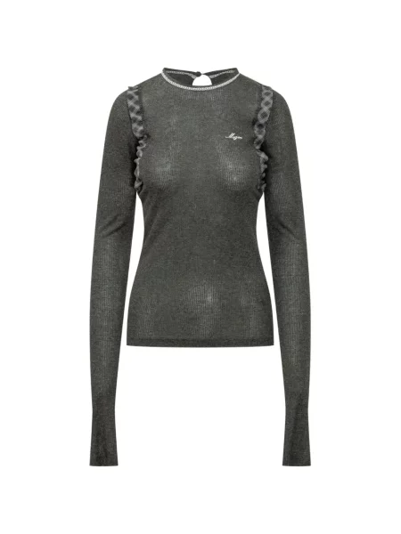 Lung tricou Msgm tricotate cu volane gri