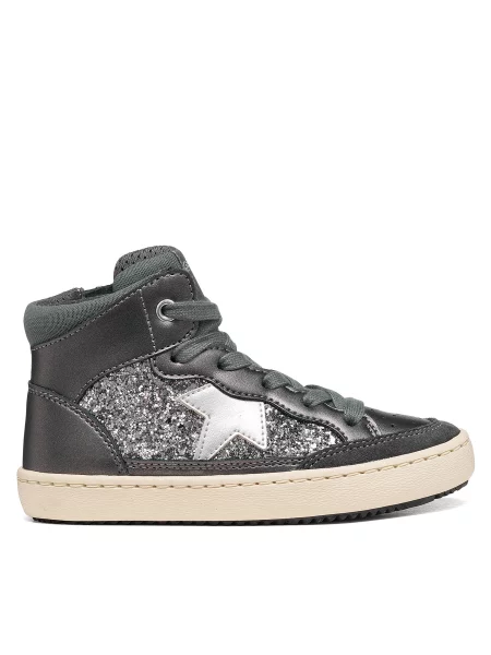 Sneakersy Geox J Kalispera Girl M Tmavo strieborná